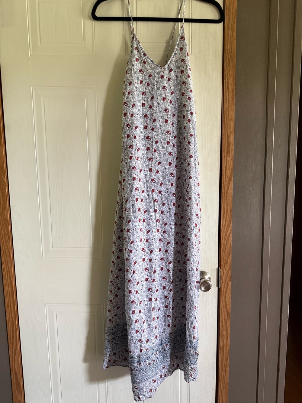 Old Navy White Floral Maxi Dress with Red Accents